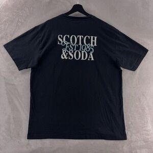 Scotch & Soda Logo T Shirt Mens Size XL Black Casual Designer Tee‎ Minimal